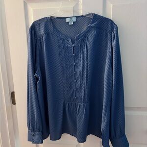 CeCe Blue Textured Women’s Blouse